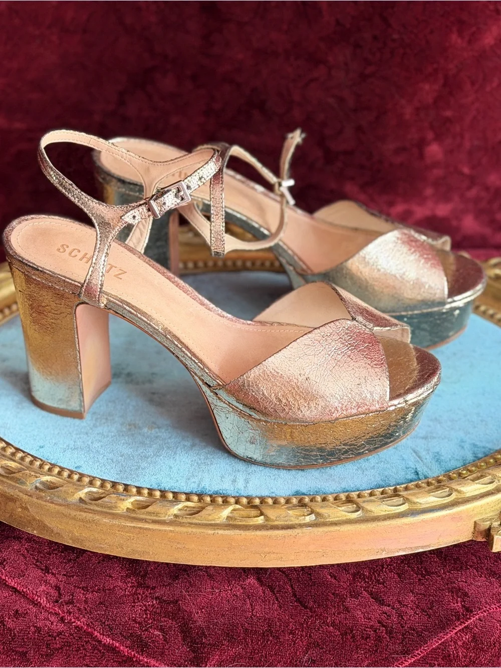 SCHUTZ Metallic Gold Platform Sandal